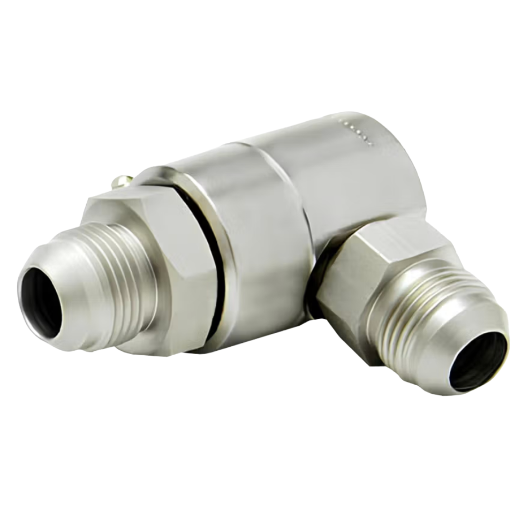 9SS8MJ8XMJ8-Ni-AL : Super Swivels 90-Degree Live Swivel, -08 Male JIC (3/4 - 16 UN) x -08 Male JIC (3/4 - 16 UN), 3500psi, Nickel Plated, Aflas (AL) Seals