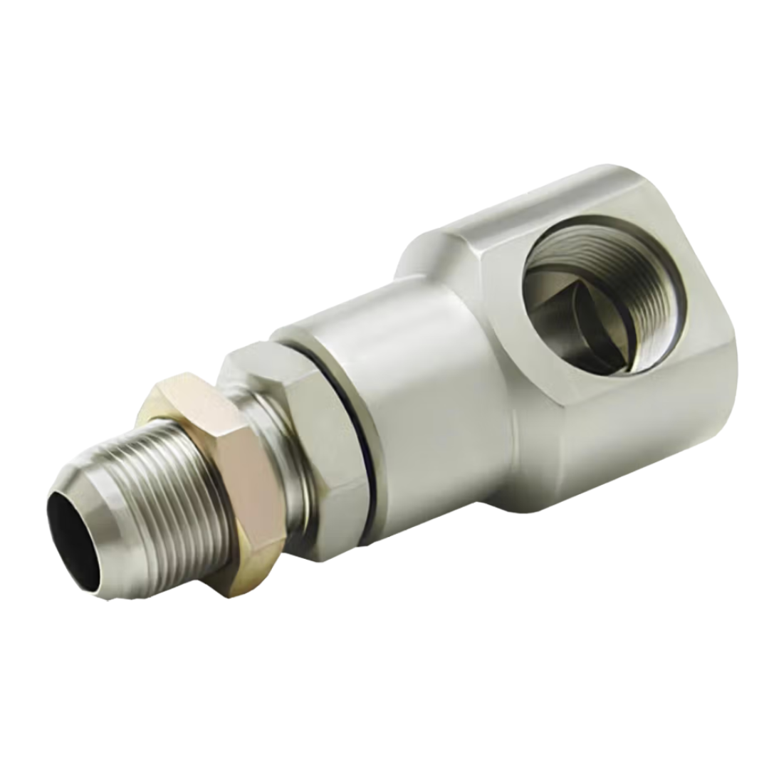 9SS8MJB8XFO8-Ni-AL : Super Swivels 90-Degree Live Swivel, -08 Female ORB (3/4 - 16 UN) x -08 Male JIC (3/4 - 16 UN), 5000psi, Nickel Plated, Aflas (AL) Seals