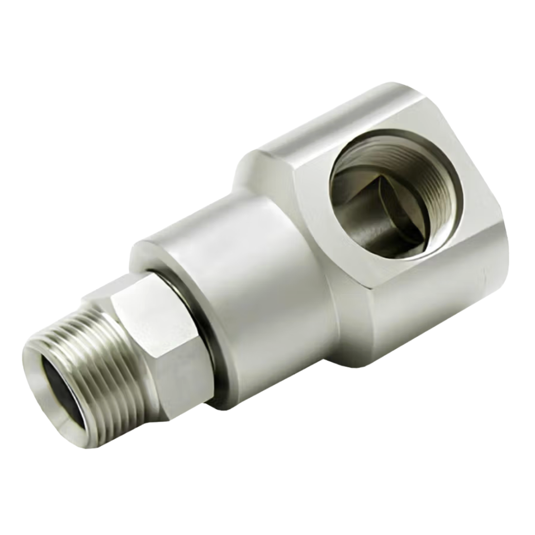 9SS8MP38XFO8-Ni-V : Super Swivels 90-Degree Live Swivel, -08 Female ORB (3/4 - 16 UN) x -06 Male NPTF (3/8 - 18 NPTF), 5000psi, Nickel Plated, Viton Seals