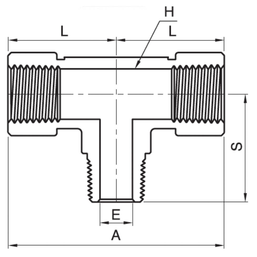 IBT-16N : Superlok Stainless Instrumentation Branch Tee, 1-11-1/2 (-16N) Female NPT x 1-11-1/2 (-16N) Female NPT x 1-11-1/2 (-16N) Male NPT, 4400psi