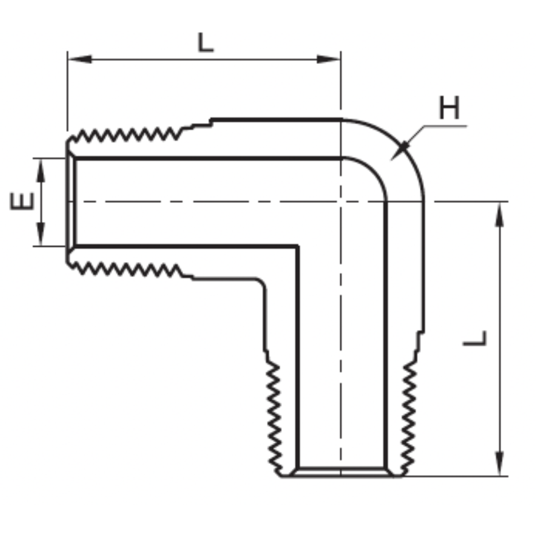 IME-20N : Superlok 90-Degree Stainless Instrumentation Elbow, 1-1/4-11-1/2 (-20N) Male NPT x 1-1/4-11-1/2 (-20N) Male NPT, 6000psi