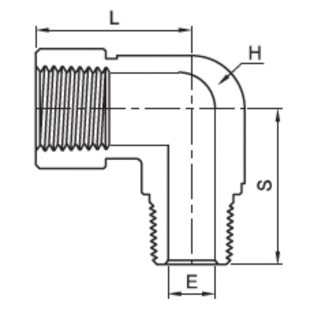 ISE-4N : Superlok 90-Degree Stainless Instrumentation Street Elbow, 1/4-18 (-4N) Female NPT x 1/4-18 (-4N) Male NPT, 6600psi