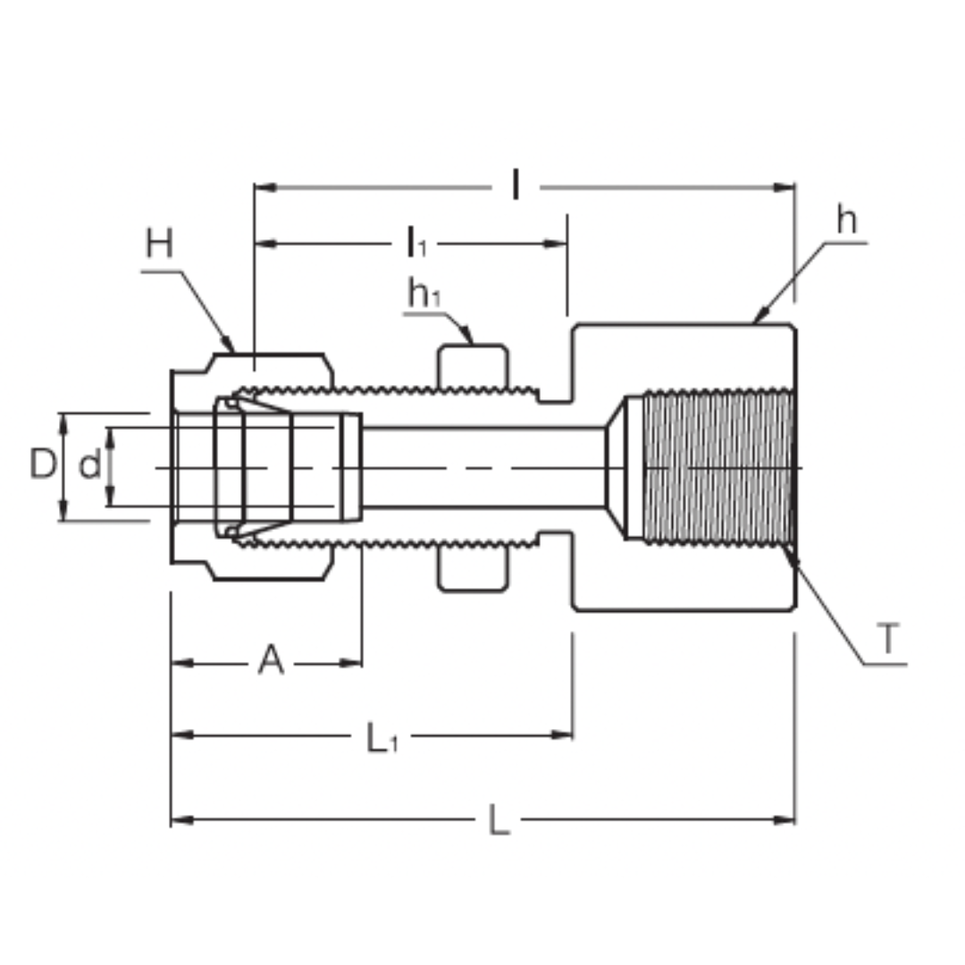 SFCB 16-16N : Superlok Straight Stainless Bulkhead Adapter, 1" (-16) Tube OD x 1-11-1/2 (-16N) Female NPT
