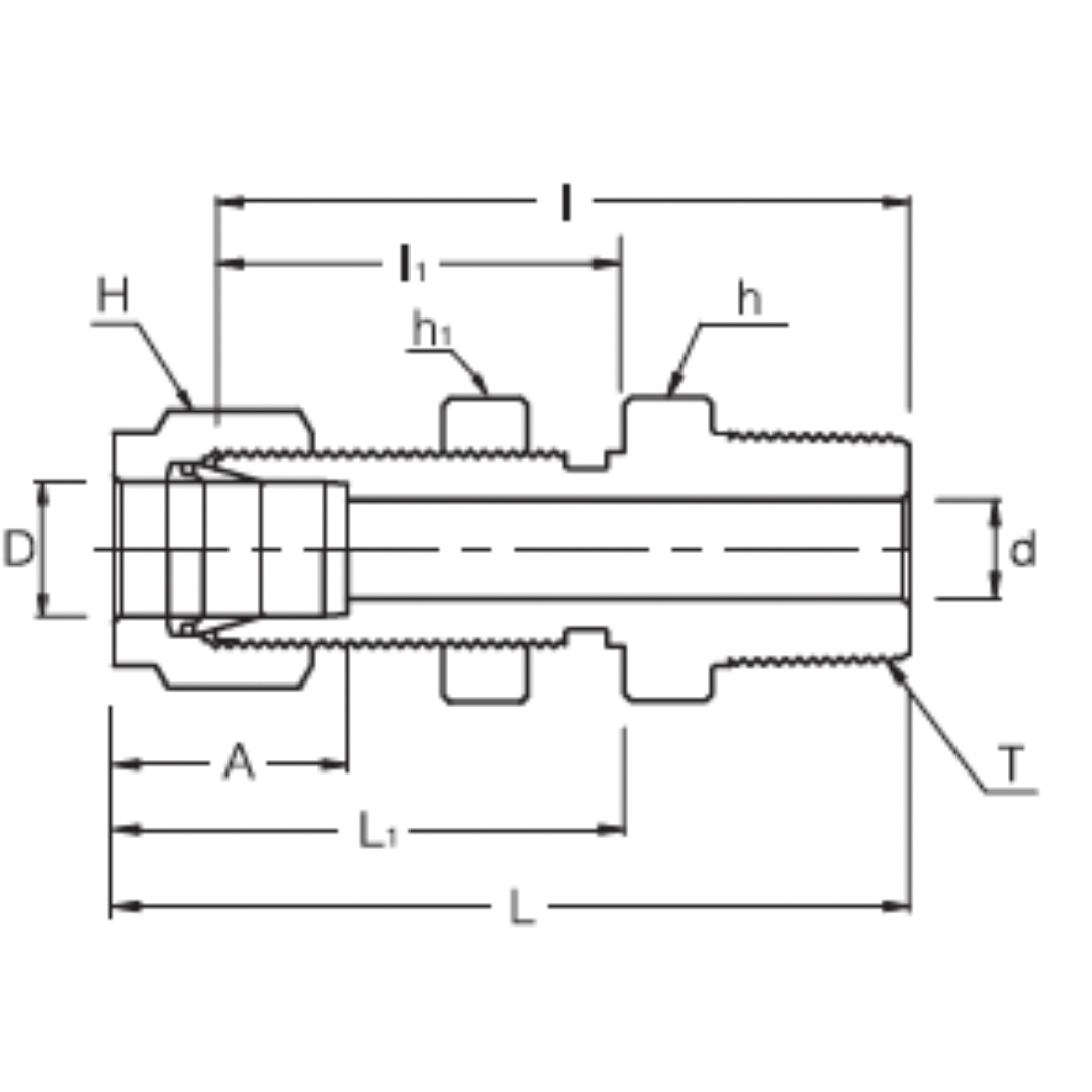 SMCB 16-16N : Superlok Straight Stainless Bulkhead Tube Adapter, 1" (-16) Tube OD x 1-11-1/2 (-16N) Male NPT