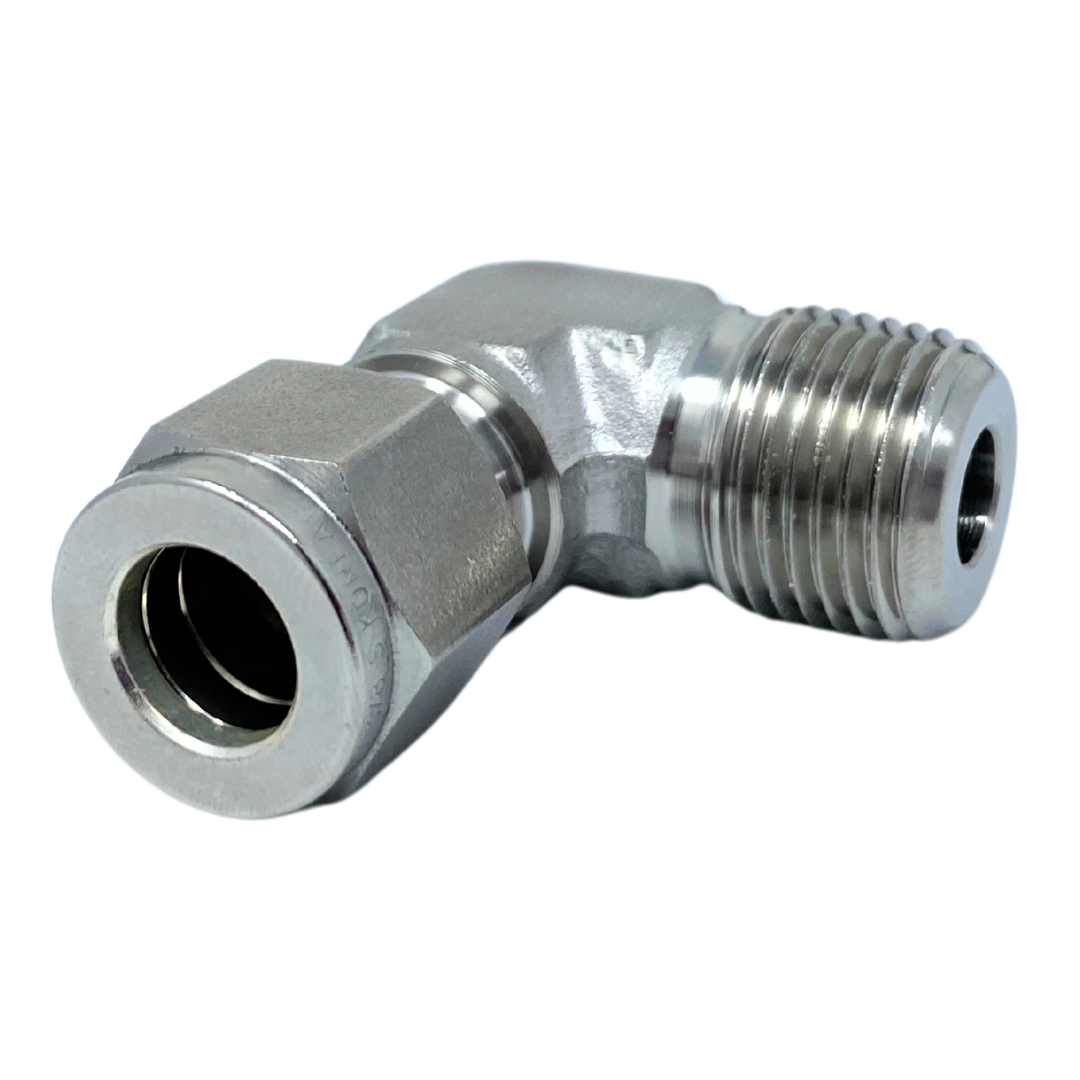 SME 4-4N : Superlok 90-Degree Stainless Tube Adapter, 1/4" (-4) Tube OD x 1/4-18 (-4N) Male NPT