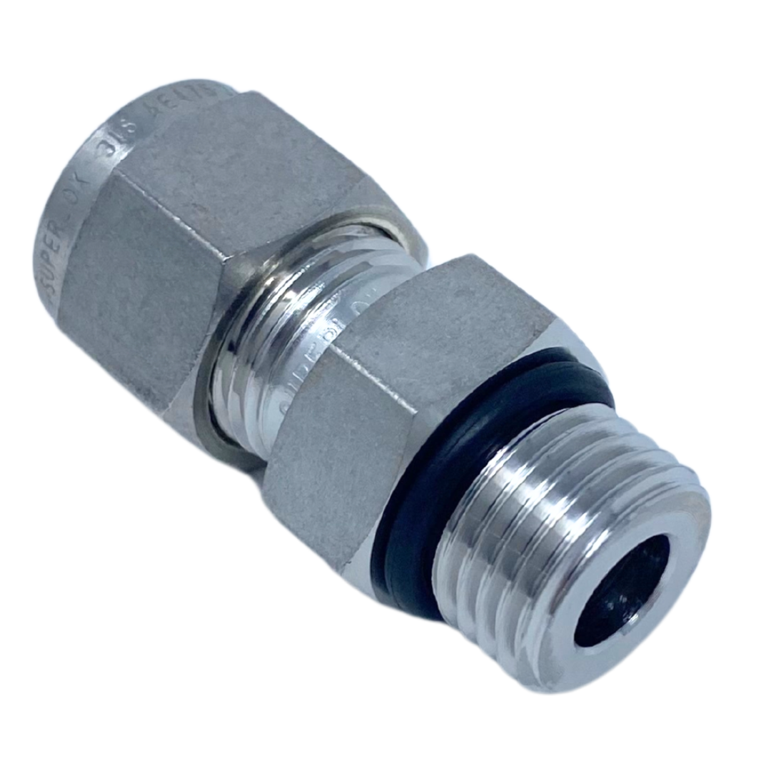 SSMC 8-8U : Superlok Straight Stainless Tube Adapter, 1/2" (-8) Tube OD x 3/4-16 (-8U) Male ORB