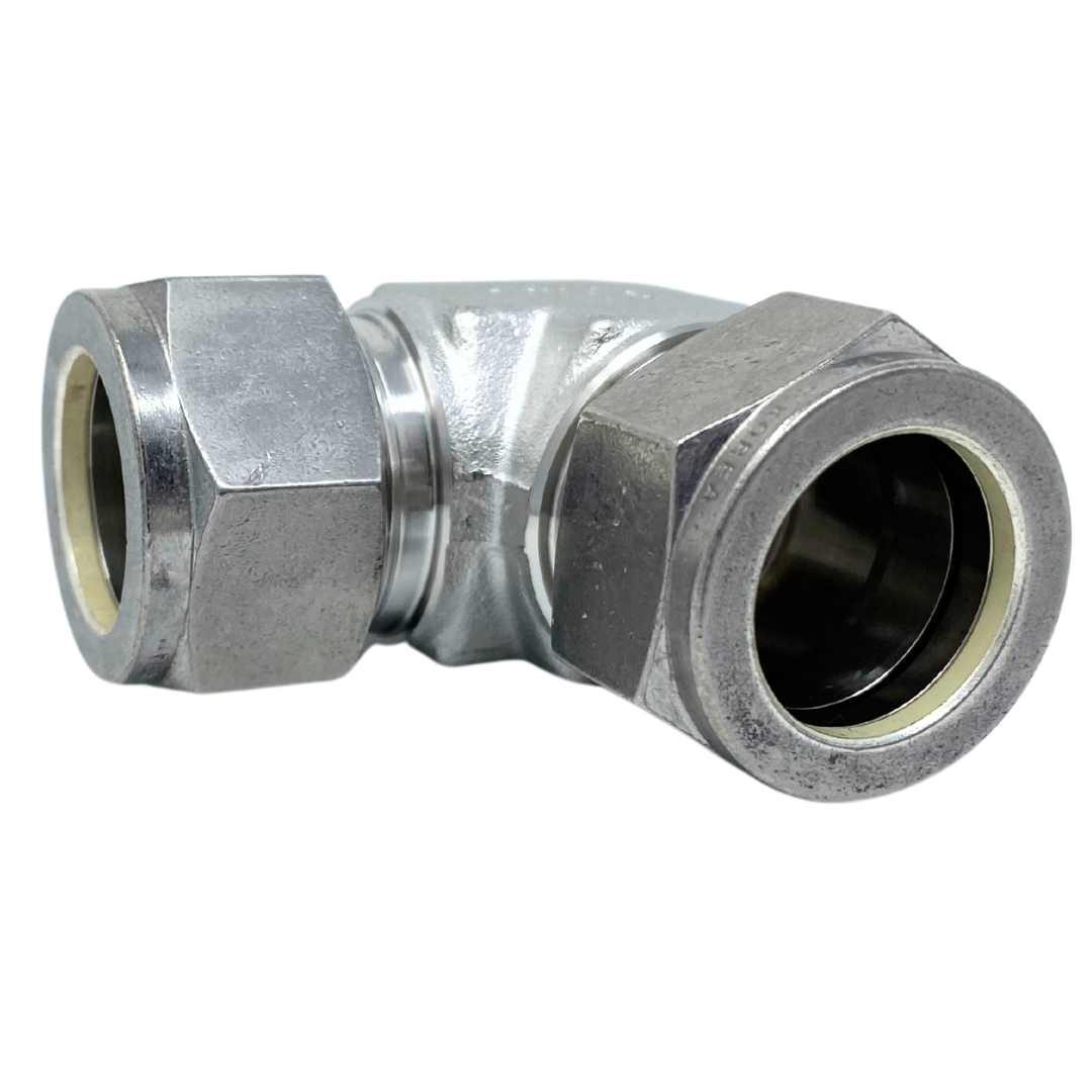 SUE-8 : Superlok 90-Degree Fractional Stainless Tube Union, 1/2" (-8) Tube OD