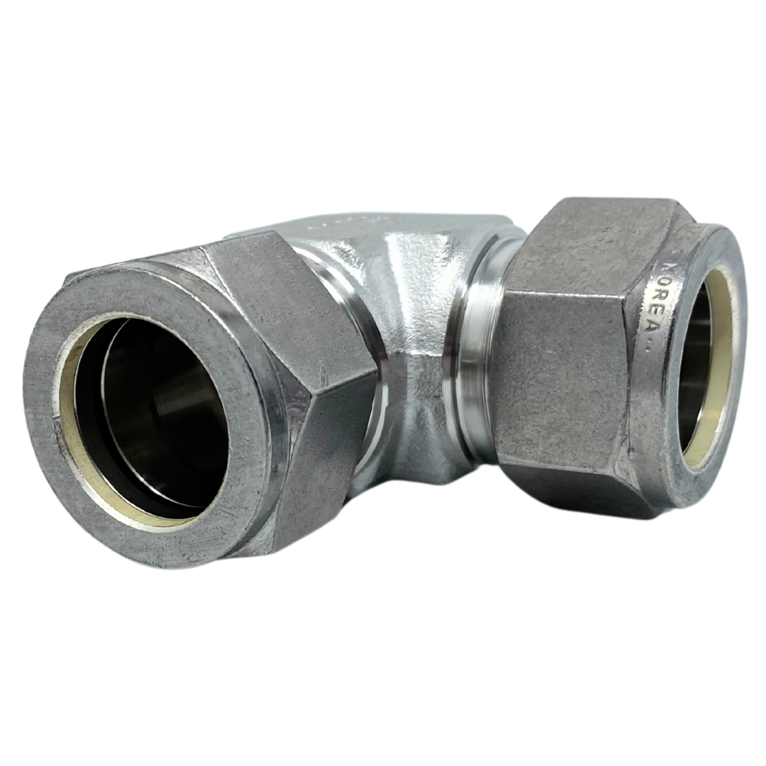 SUE-8 : Superlok 90-Degree Fractional Stainless Tube Union, 1/2" (-8) Tube OD