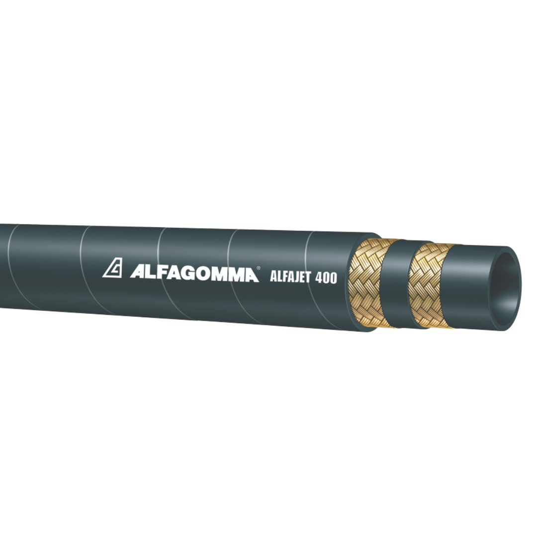 TAJ5BK-06 BY THE INCH : Alfagomma Double Wire Light Weight Black ALFAJET400 Pressure Wash Cleaning Hose, 3/8 (-06) ID, 5850psi