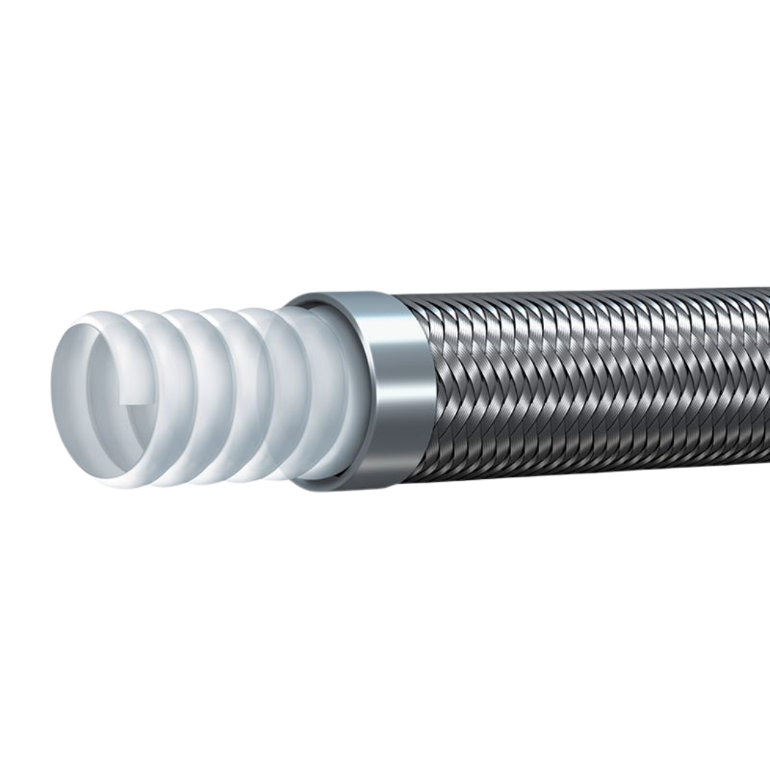 TR14C-16 BY THE INCH : Alfagomma Convoluted PTFE 100R14 Stainless Steel Braided Hose, 1 (-16) ID, 670psi