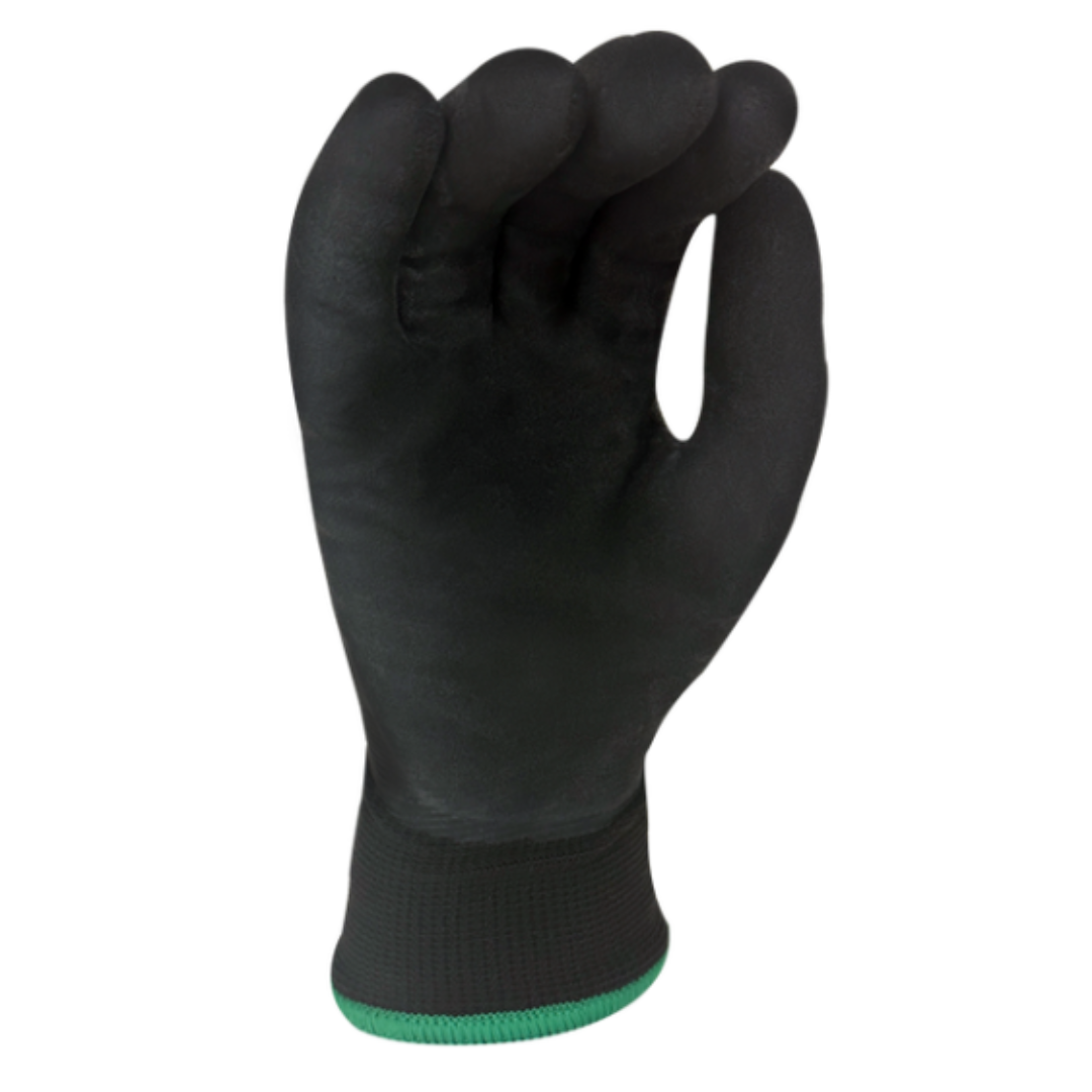 CF30015-12PK : CelsiHeit Black Heavy Thermal, Double layered Acrylic insulation, Black Sandy Foam Latex Fully coated, ANSI Cut A2, 12-Pack