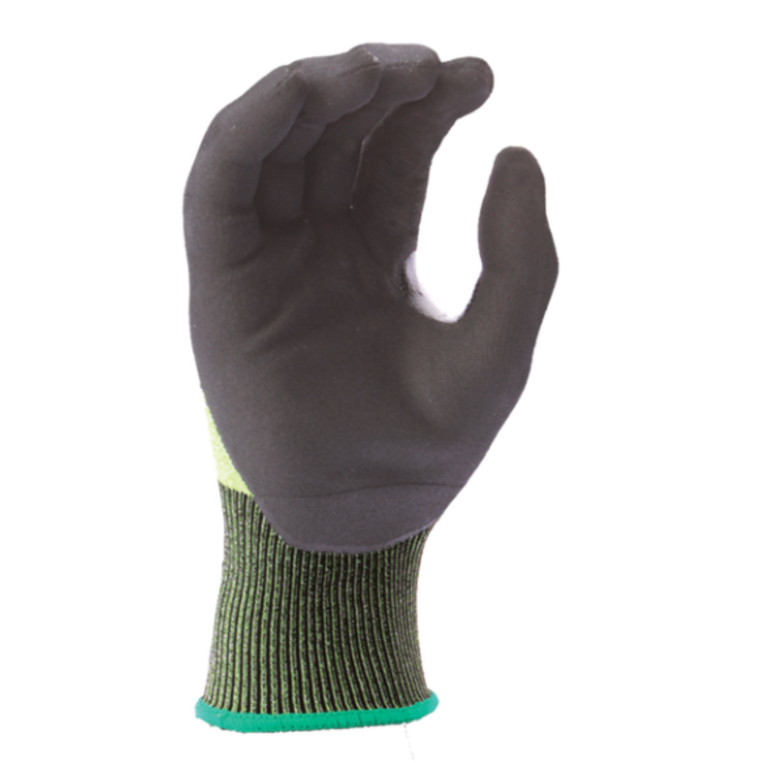 CM22250TC : CUTMAN 18 Gauge Hi-Vis HDPE shell, Black Micro-Foam Nitrile palm coated, Reinforced Thumb Saddle, ANSI Cut A2, Touchscreen compatible, 12-Pack