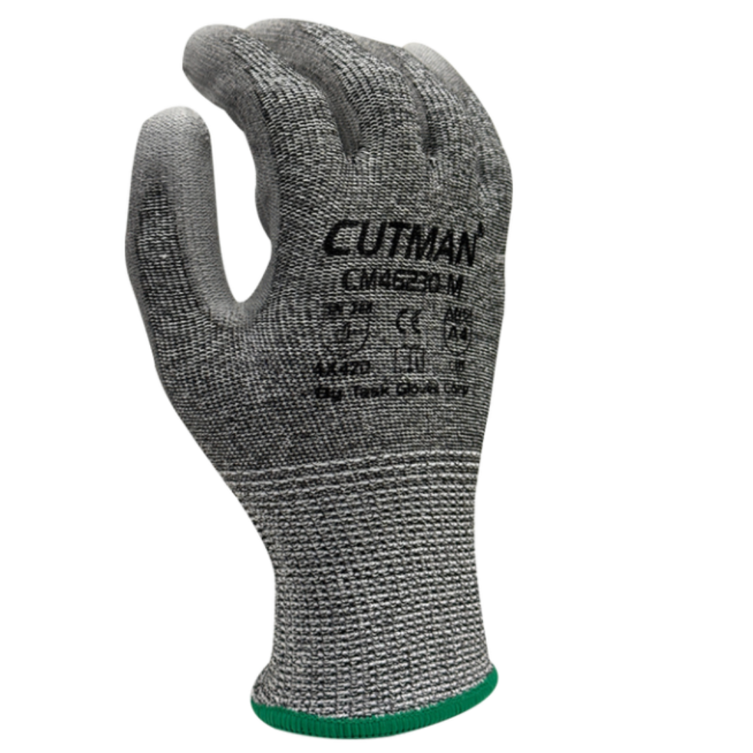 CM46230 : CUTMAN 13 Gauge Gray HDPE shell, Gray Polyurethane Palm Coated, ANSI Cut A4, 12-Pack