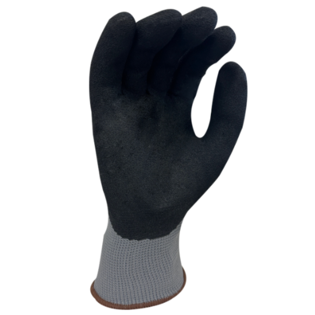 MH3130 : Rockdare 13 Gauge Gray Polyester shell, Black Sandy Foam Nitrile Palm coated, 1-Pair