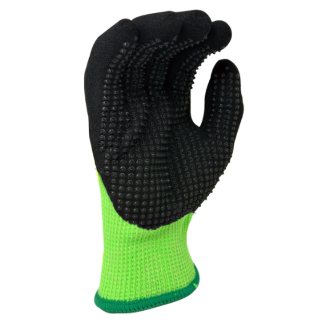 XT52640TC-12PK : XTinguish 10 Gauge Aramid and Stainless Steel shell, Polyester terry cloth inner lined, Black Sandy-Foam Nitrile palm coated with Nitrile dots, ANSI Cut A6, Touchscreen compatible, 12-Pack