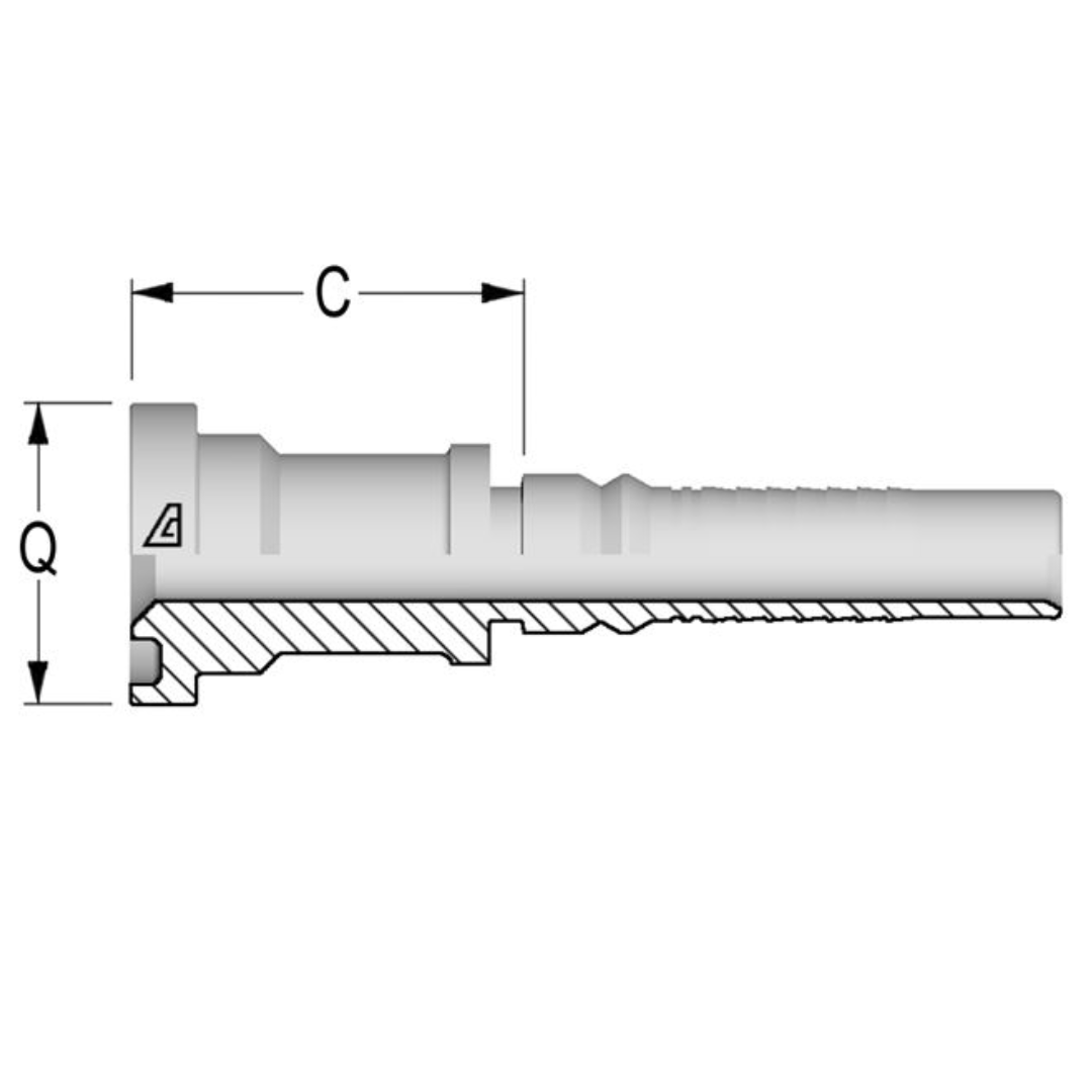 X-3232-C61S : Alfagomma Straight Steel Interlok Insert, 2 (-32) Hose x 2 (-32) Code 61 Flange, 3000psi