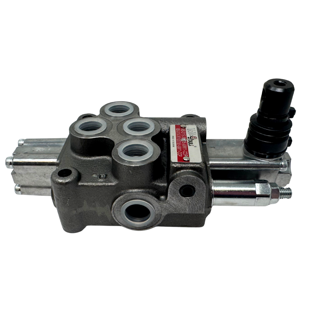 MB-3/1S-3/161L/E-8 : Youli Monoblock Directional Control Valve, 1-Section, 12GPM, 4600psi, with Direct Adjustable 900 to 2900psi Relief, Double Acting, 3-Positions, A&B Blocked, SAE #8 Ports, Detented Lever Handle, Open Center
