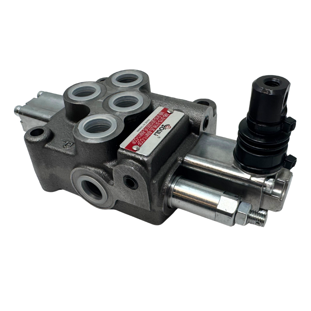 MB-3/1S-3/18L/E-8 : Youli Monoblock Directional Control Valve, 1-Section, 12GPM, 4600psi, with Direct Adjustable 900 to 2900psi Relief, Double Acting, 3-Positions, A&B Blocked, SAE #8 Ports, Spring Center, Lever Handle, Open Center