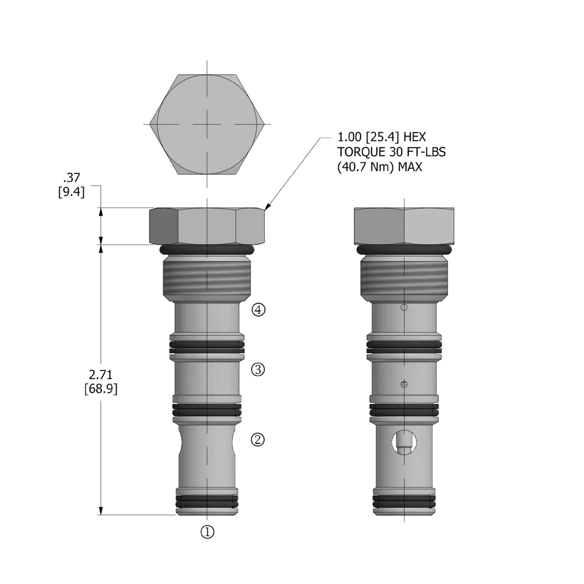 DPCV-100-P-N : Deltrol Motion Control Check Valve, Pilot-To-Open, Vented, C-10-4 Cavity, 3000psi, 10GPM,15psi Cracking Pressure