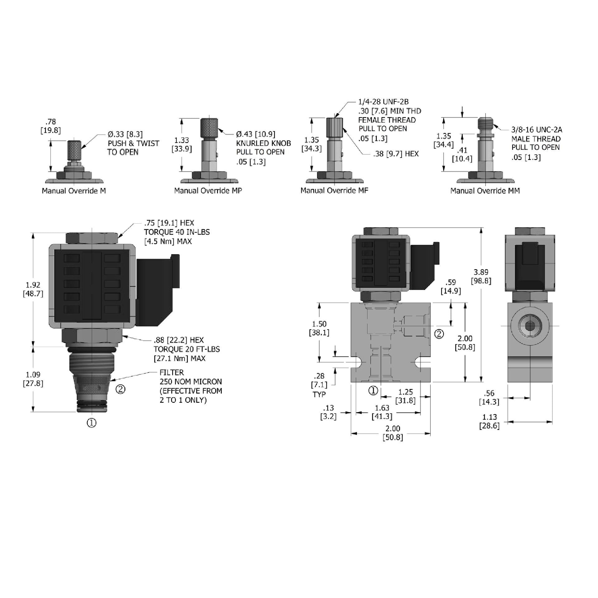 DSV-080-2NCP-N : Deltrol Solenoid Valve with NO COIL, 2-Way, 2-Position, Normally Closed Poppet, C-8-2 Cavity, 4000psi, 5GPM