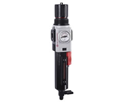 B82G-3AK-QD3-RFG : Norgren B82G Excelon Plus Combination Filter Regulator, 3/8" NPT, 40-Micron, 4 to 58 psi, Metal with liquid indicator Bowl, Manual Drain, Relieving