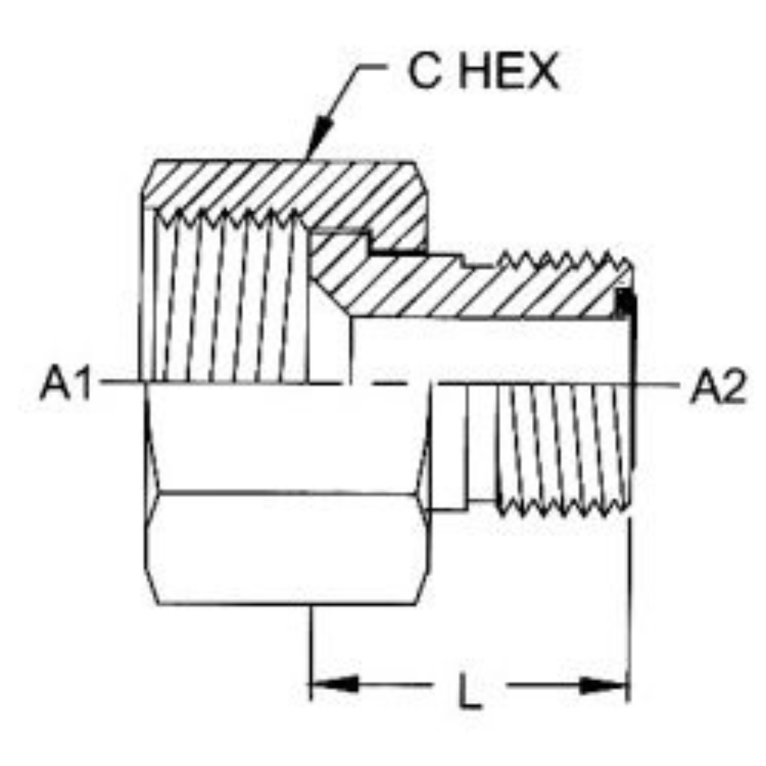FS2406-12-06 : OneHydraulics Straight Steel Swivel Adapter, 1-3/16-12 (-12) Female ORFS x 11/16-16 (-06) Male ORFS, 6000psi