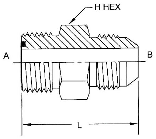 FS6403-08-08: OneHydraulics Straight Steel Adapter, 13/16-16 (-08) Male ORFS x 3/4-16 (-08) Male JIC, 6000psi