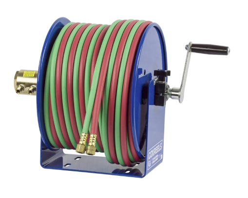 112WL-1-100 : Coxreels 112WL-1-100 Welding Hand Crank Hose Reel, 1/4" ID, 100' twin oxy-acetylene welding capacity, NO HOSE, 200psi