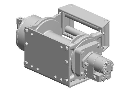 12JAAF5L1H : DP Winch, 12,000lb Bare Drum Pull, Base with Fairlead, Manual Kickout/Spring Engage, CCW, Less than 18GPM Motor, 4.26" Barrel x 9.53" Length x 9.25" Flange
