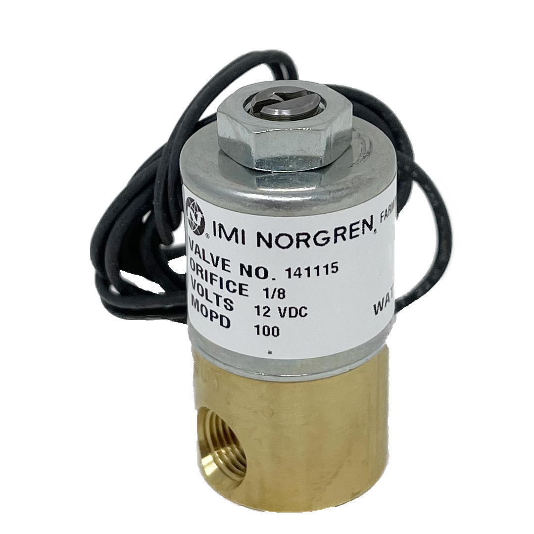 141115-12VDC : Norgren KIP Series 1 valve, 1/8 NPT ports, 2 way, NC, 12Vdc, brass body, 1/8 orifice