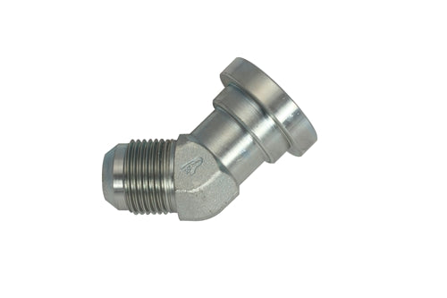 1803-08-08-FG-OHI : OHI Adapter, 0.5 (1/2") Male JIC x 0.5 (1/2") Code 62 Flange 45-Degree Elbow Forged
