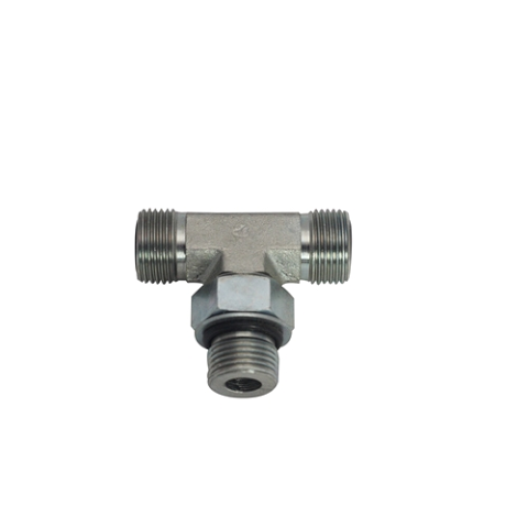 FS6804-12-12-12-NWO-FG-OHI : OneHydraulics Run Tee Adapter, 0.75 (3/4") Male ORFS x 0.75 (3/4") Male Adjustable ORB x 0.75 (3/4") Male ORFS, Forged Steel