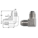 2500-20-20-SS : OneHydraulics 90-Degree Elbow, 1.25 (1-1/4) Male JIC x 1.25 (1-1/4) Male JIC, Stainless Steel, 4800psi