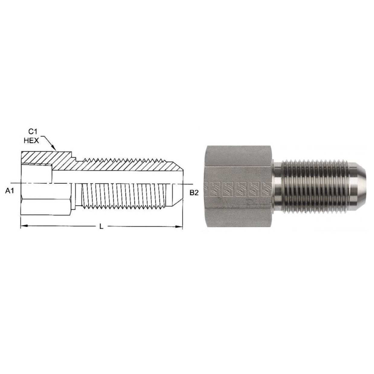 2705-16-16-SS : OneHydraulics Bulkhead Adapter, Straight, 1" JIC JIC x 1" Male, Stainless Steel, 3600psi