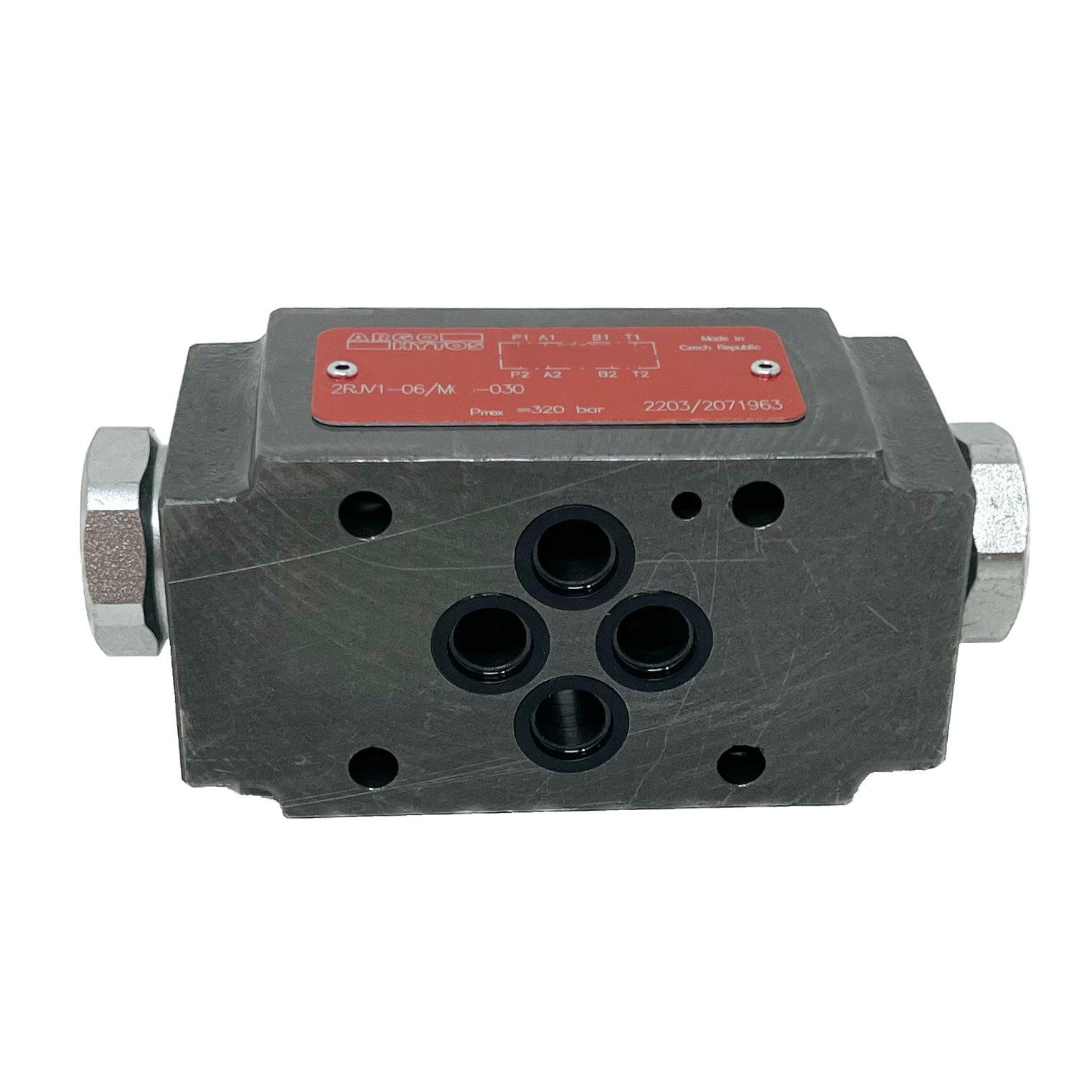 2RJV1-06/MA3-030 : Argo D03 Modular Check, Poppet, Pilot Open, 16GPM, 4600psi, Check in A, 3:1, 43.5psi Crack, Steel