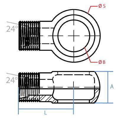 3069L-14-14 : Adaptall BANJO Adapter, Male L08 DIN Tube x Male 14MM Metric, Carbon Steel