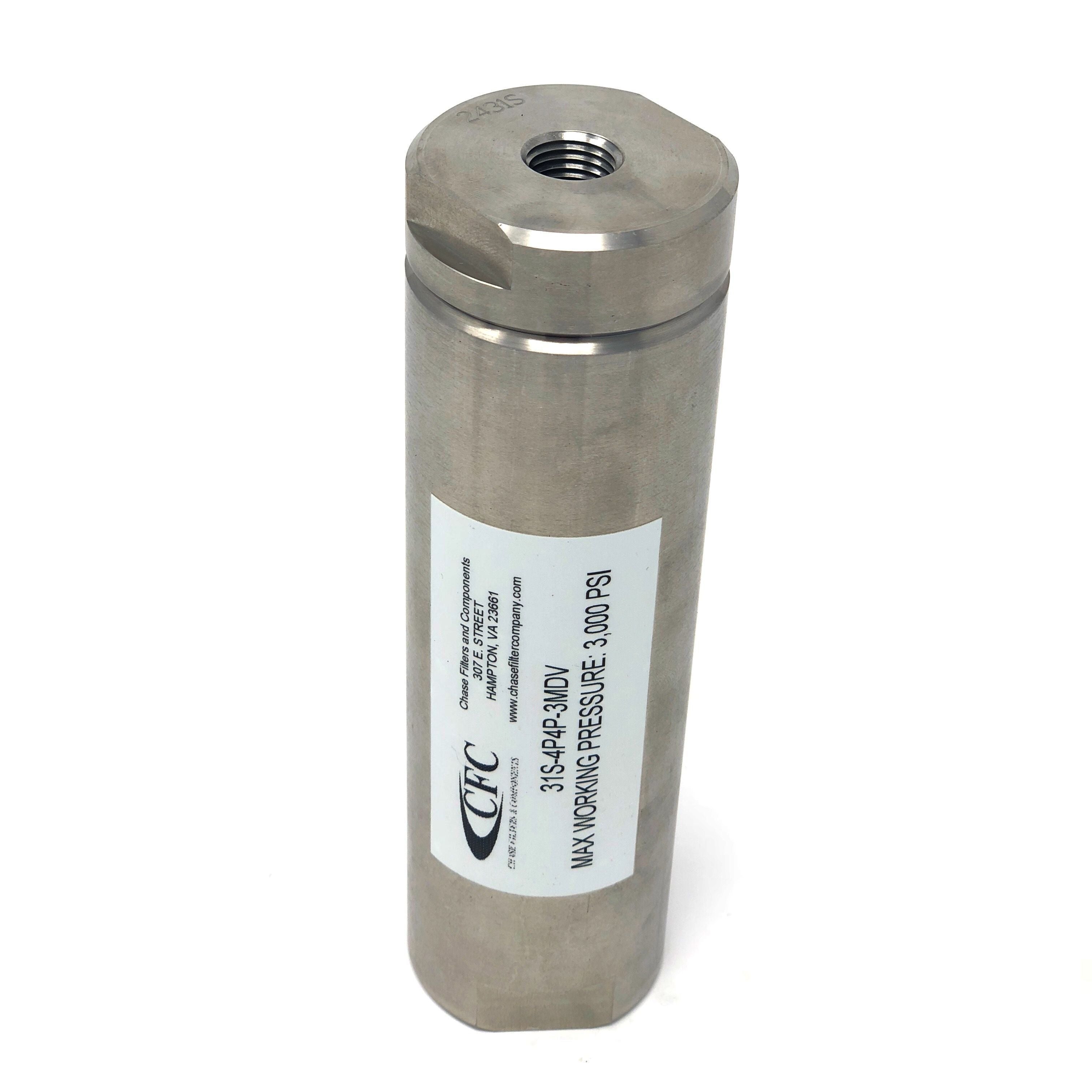 31S-8M8M-3MN : Chase High Pressure Inline Filter, 3000psi, #8 SAE (1/2"), 3 Micron, No Visual Indicator, No Bypass