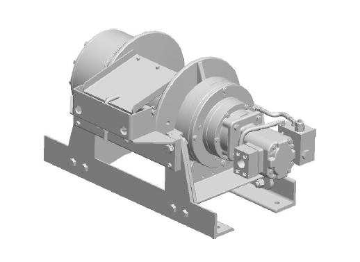 45AAT4L1E : DP Winch, 45,000lb Bare Drum Pull, 35.5" Base with Air Cable Hold Down, Air/Hyd Kickout, CCW, More than 25GPM Motor, 24VDC, 7.5" Barrel x 11.06" Length x 17.5" Flange
