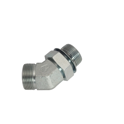 FS6802-12-12-NWO-FG-OHI : OneHydraulics Adapter, 0.75 (3/4") Male ORFS x 0.75 (3/4") Male Adjustable ORB, 45-Degree Elbow, Forged Steel