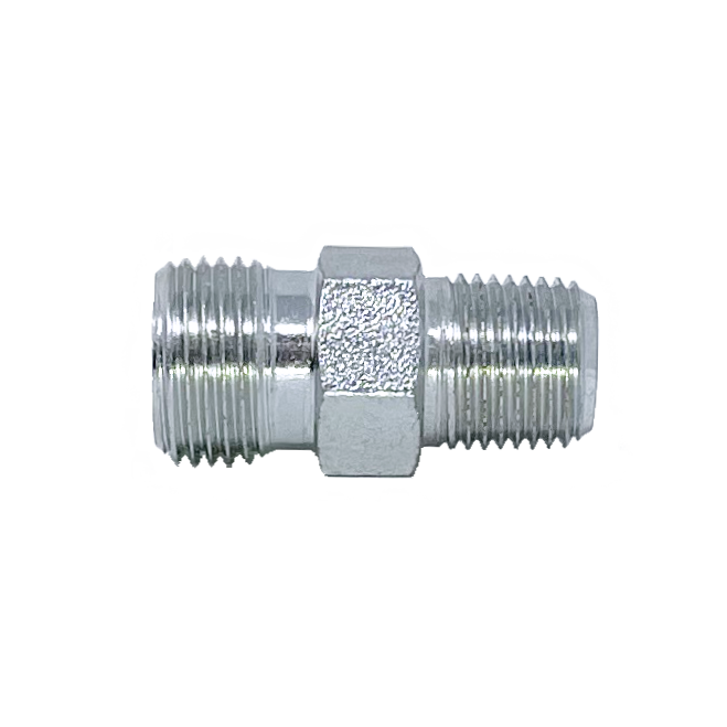 5007L-15-06 : Adaptall Straight Adapter, Male L15 DIN Tube x Male 0.375 (3/8") NPT, Carbon Steel, Light Duty