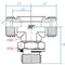 5159S-16-16-08 : Adaptall Tee Adapter, Male S16 DIN Tube x Male S16 DIN Tube x Male 0.5 (1/2") BSPP, Carbon Steel, Heavy Duty