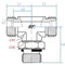 5179S-16-16-10 : Adaptall Tee Adapter, Male S16 DIN Tube x Male S16 DIN Tube x Male 0.625 (5/8") ORB, Carbon Steel, Heavy Duty