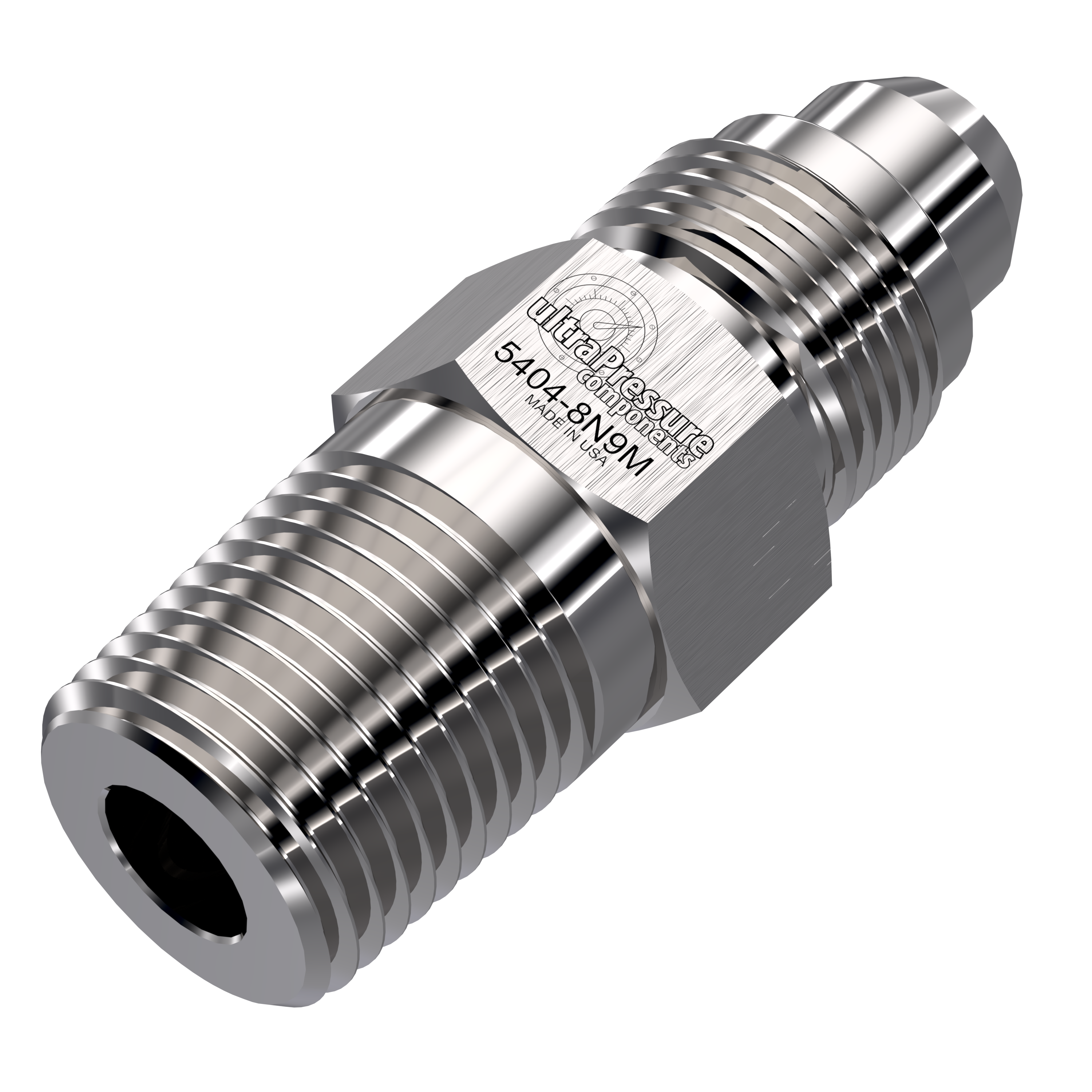 5404-8N9M : UPC 1/2" Male NPT x 9/16" MP Male, Stainless Steel, 15,000psi