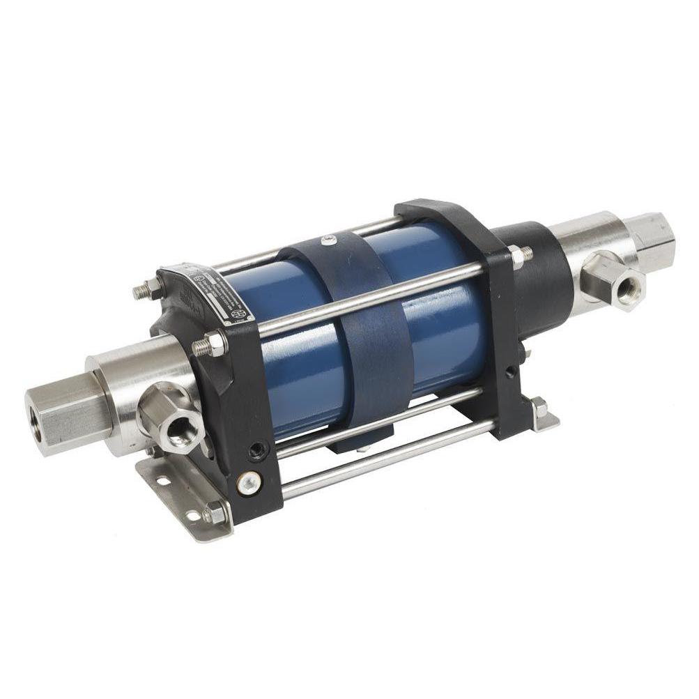 5L-DD-410 : HII Air-Driven Liquid Pump, 5-3/4" Double Acting, Double Air Drive, 61500psi, 0.52in3 (8.52cc), 1/2" FNPT Inlet, 1/4" SP Outlet