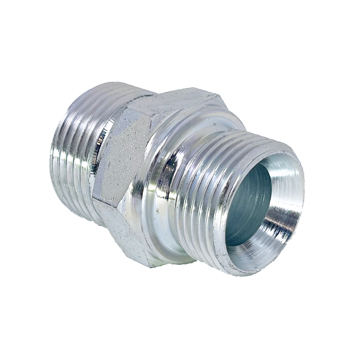 6005-24-24 : Adaptall Straight Adapter, Male 1.5 (1-1/2") ORFS x Male 1.5 (1-1/2") BSPP, Carbon Steel