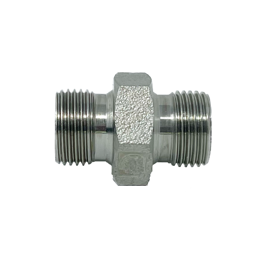 9000-06-06ES : Adaptall Straight Adapter, Male 0.375 (3/8") BSPP x Male 0.375 (3/8") BSPP, Carbon Steel