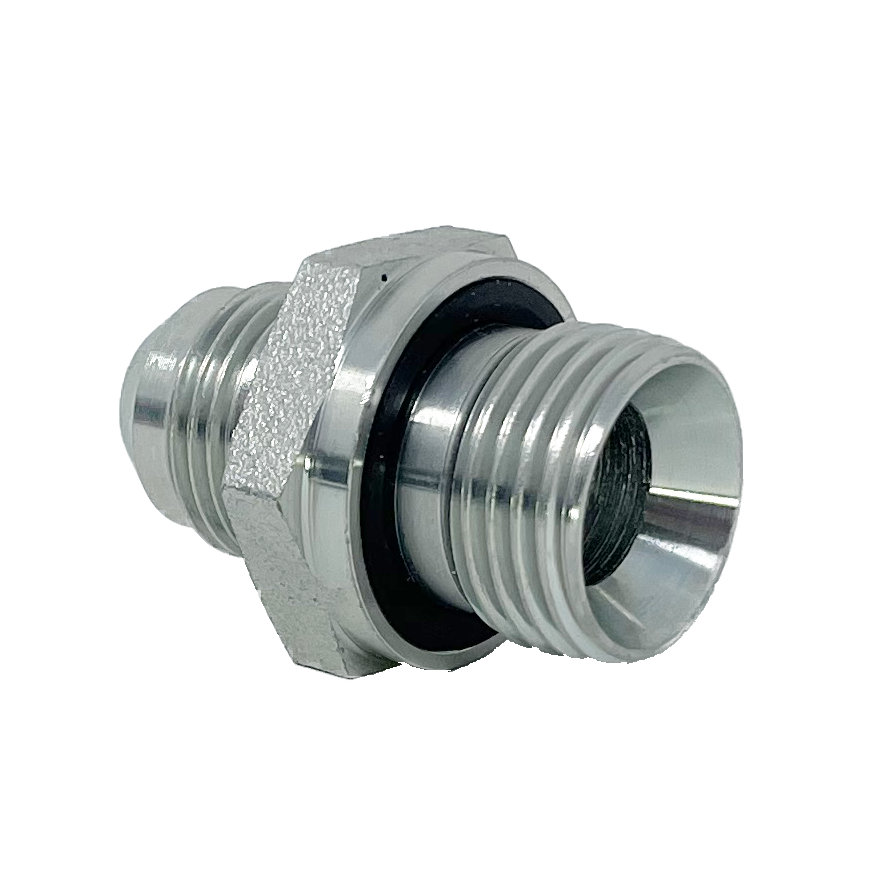 9005ES-08-06 : Adaptall Straight Adapter, Male 0.5 (1/2") JIC x Male 0.375 (3/8") BSPP, Carbon Steel