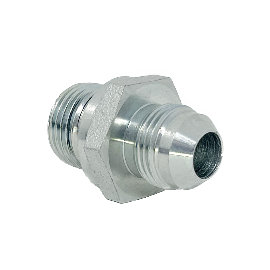 9005ES-08-06 : Adaptall Straight Adapter, Male 0.5 (1/2") JIC x Male 0.375 (3/8") BSPP, Carbon Steel
