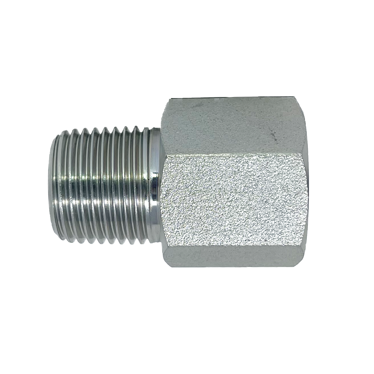 9032-08-08 : Adaptall Straight Adapter, Male 0.5 (1/2") BSPT x Female 0.5 (1/2") BSPP, Carbon Steel