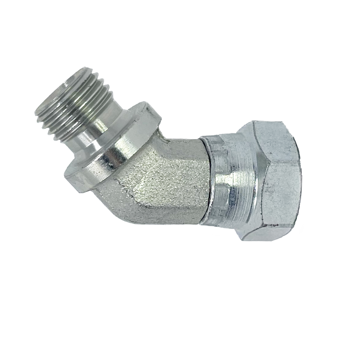 9048-06-06 : Adaptall 45-Degree Adapter, Male 0.375 (3/8") BSPP x Female 0.375 (3/8") BSPP, Carbon Steel
